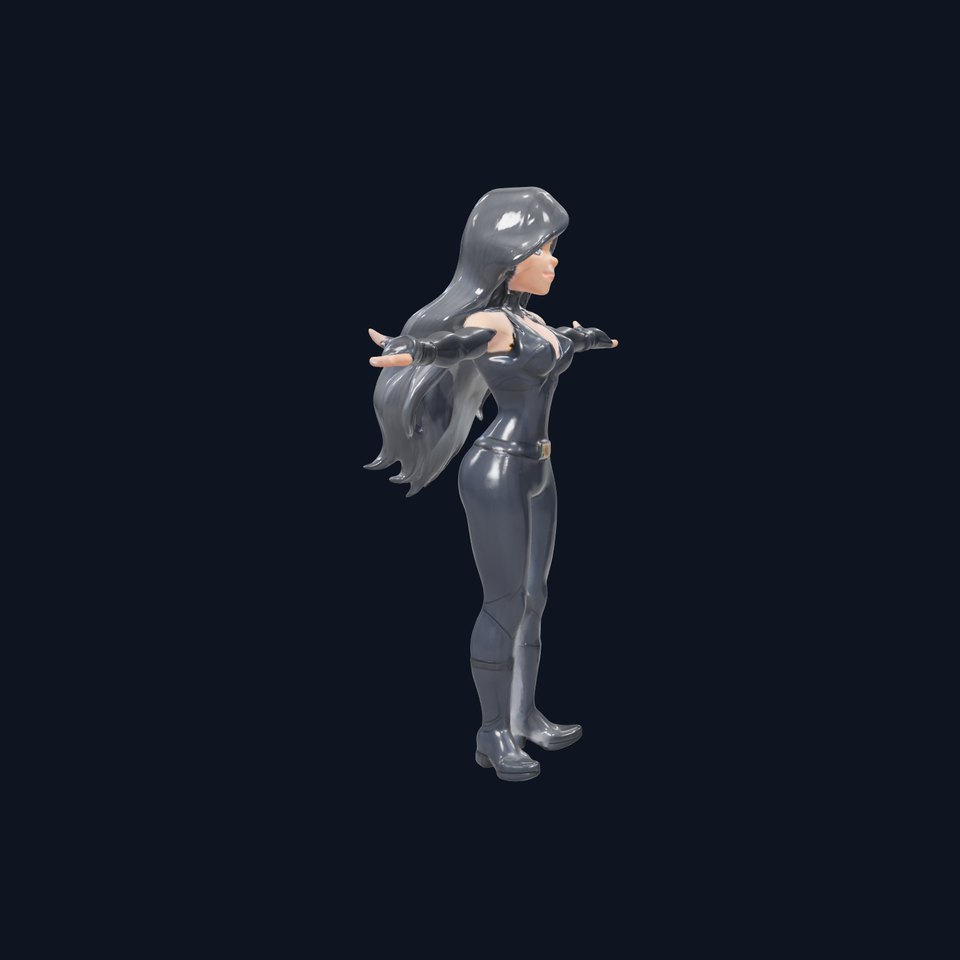 Stealth Agent in Black Catsuit Rigged and Animated D Model
